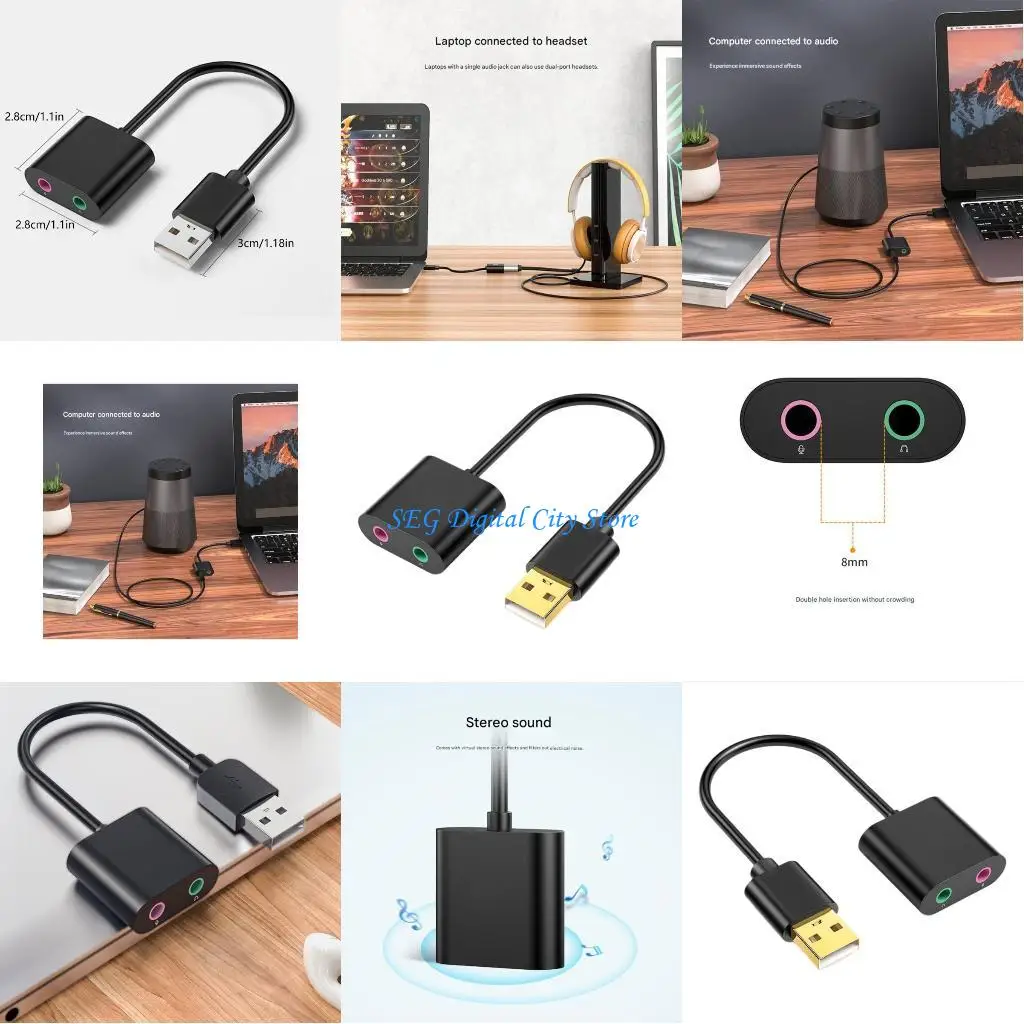 

U75B USB External Sound Card Plugs And Play 3.5mm Sound Interfaces Aluminum Alloy for Laptop Desktop