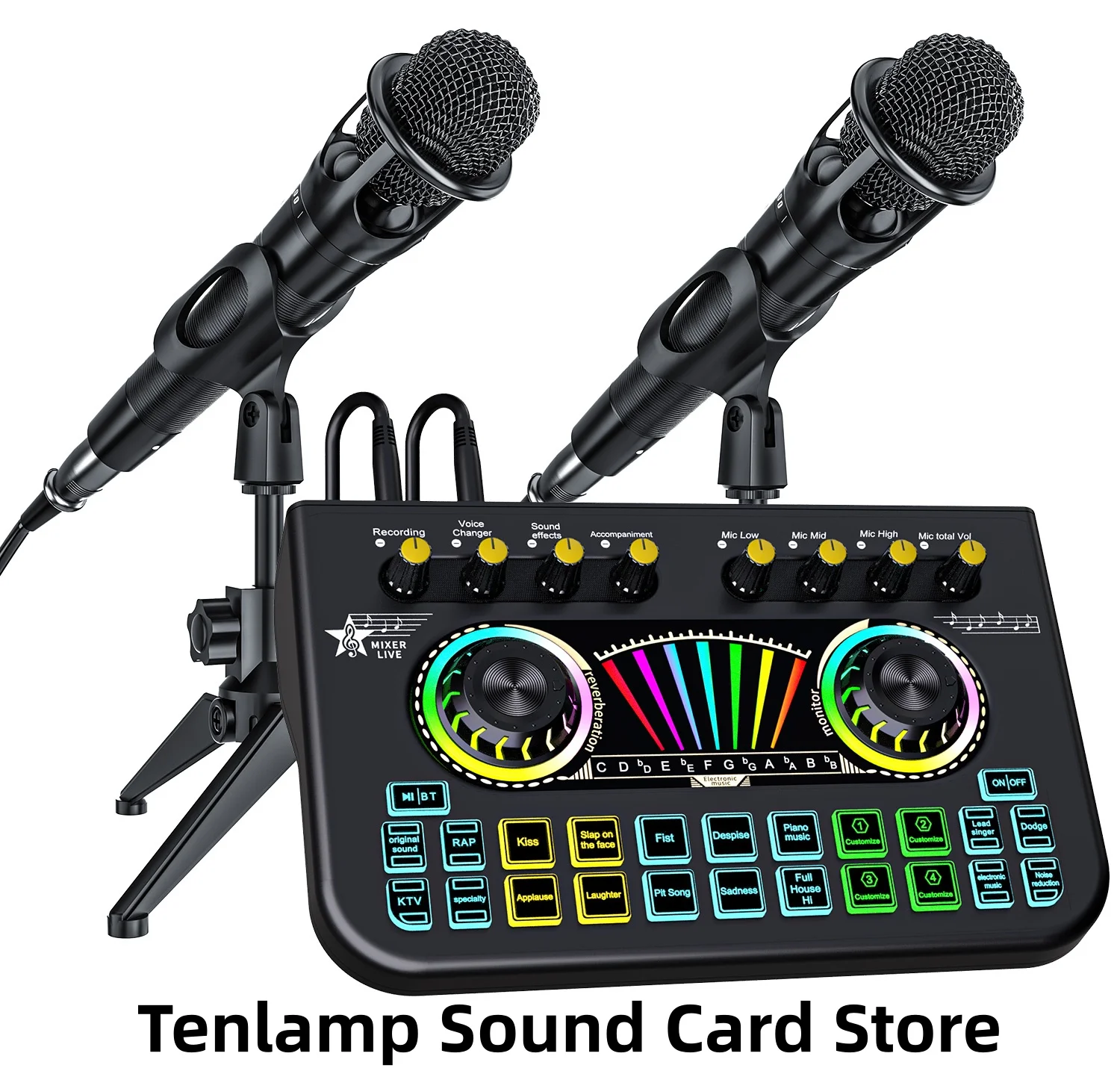 Sound Board for Pc/Phone Live Streaming Singing Gaming Voice Changer，Podcast Microphone Bundle with Live Sound Card Audio Mixer