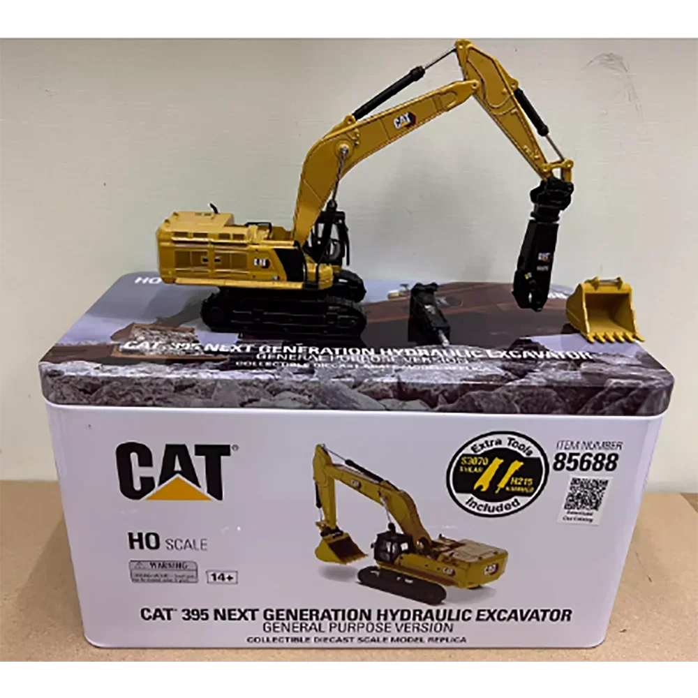 Diecast DM 1:87 Scale CAT 395 Next Caterpillar Excavator Hammer Demolition Pliers Set Model 85688 Finished Model Gift Toy