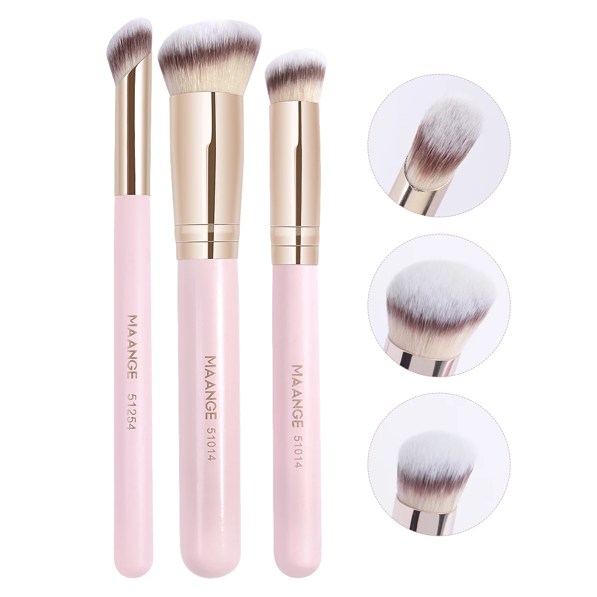 MAANGE 3PCS Foundation Makeup Brush Set Angled Kabuki Powder Concealer Blush Blending Brushes for Liquid Cosmetic Makeup Tools