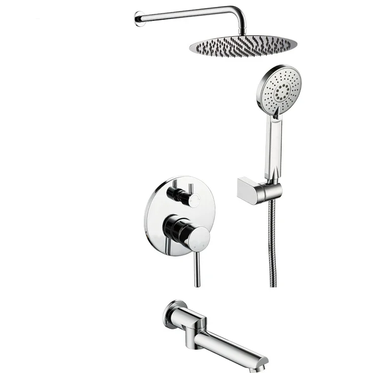 Bathroom Concealed Exquisite Circular 12 inches  Square  Rain Shower Set Faucet With Casting Spout