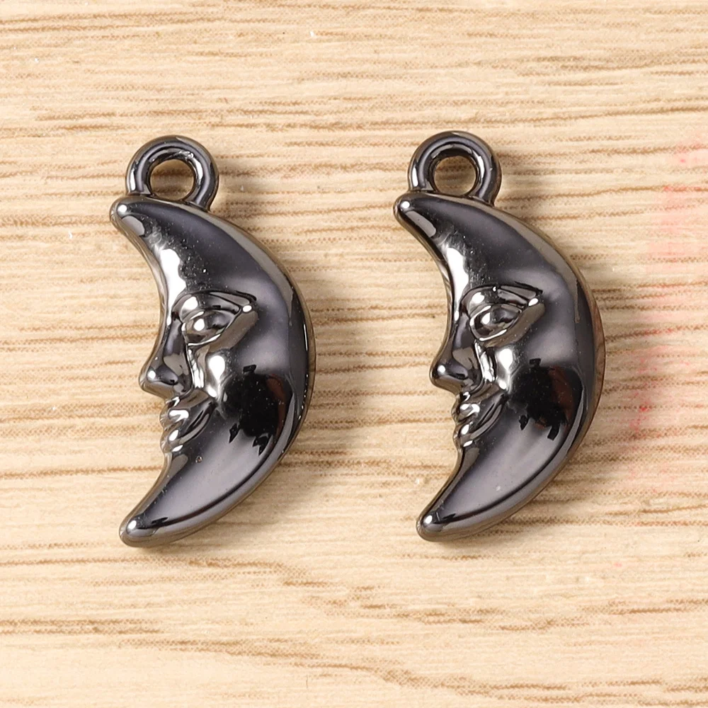 Tusember 5 Stück Hip-Hop Gun Black Sonne Mond Stern Herz Anhänger für Halsketten, Ohrringe, Armbänder, Schmuckherstellung, Bastelzubehör – Detail 6