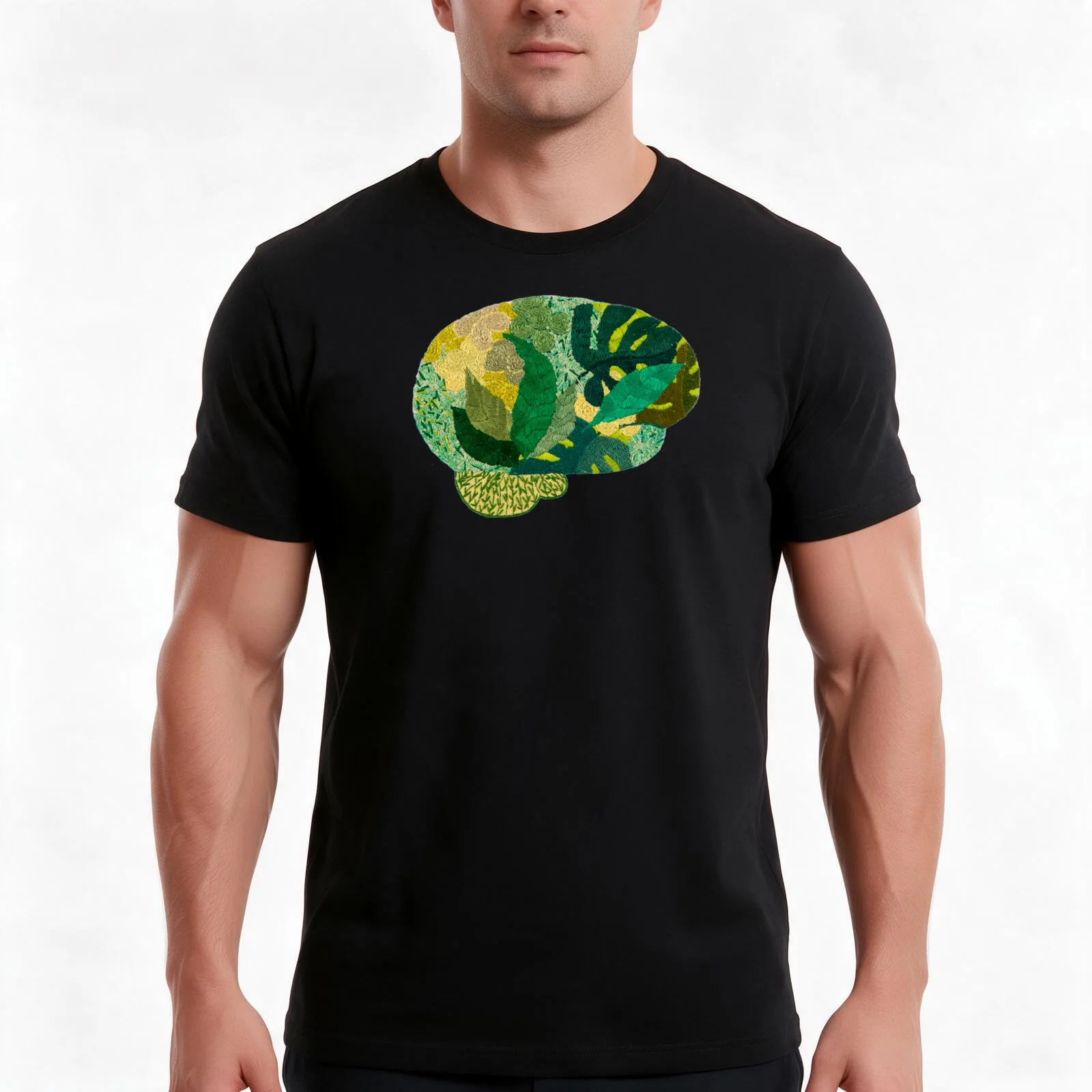 Green Growth Neuro artwork by Laura Bundesen T-Shirt, Summer Casual Cotton Tee, Oversized Streetwear Tops, Vintage Graphic Print