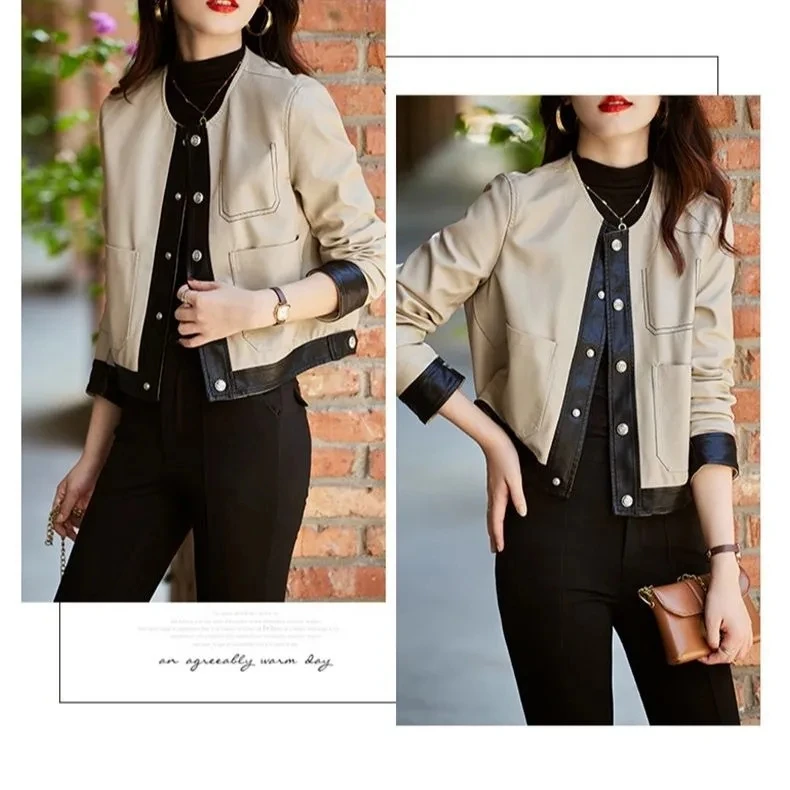 여성 가죽 재킷 라이트 럭셔리 우아한 스몰 프래그런스 숏 봄 가을 스타일 여성 재킷 웨스턴 패셔너블 재킷