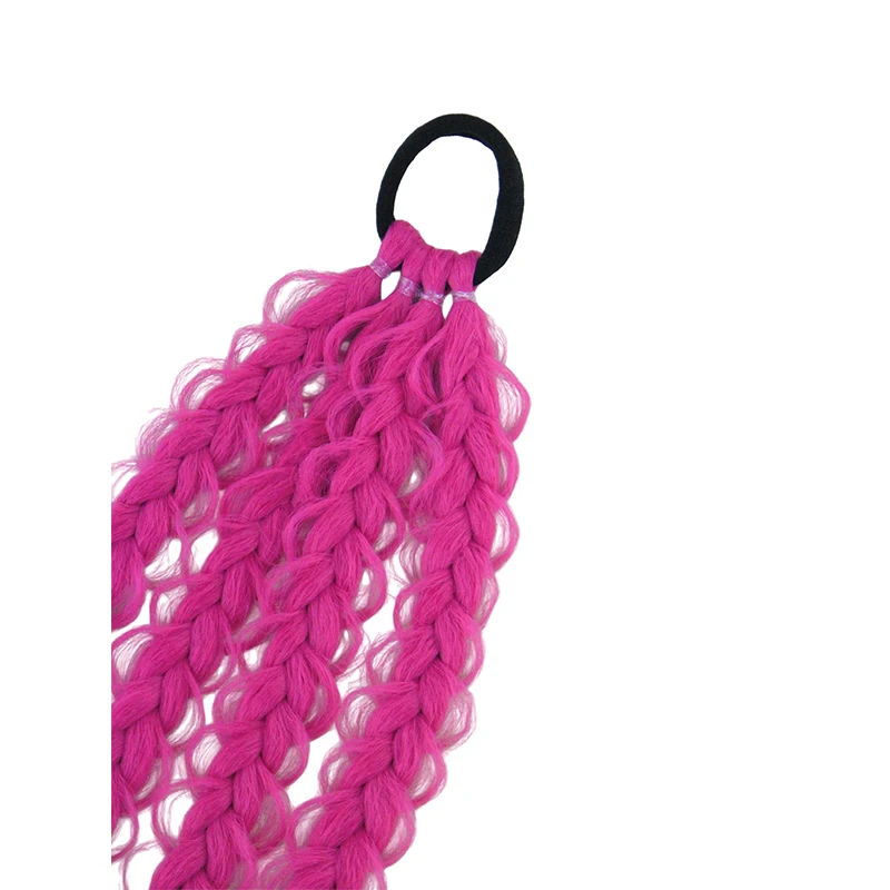 Lila Geflochtene Pferdeschwanz-Haarverlängerungen, Bubble Braid Synthetisches Haar mit Quasten für Cosplay und Partys – Detail 19