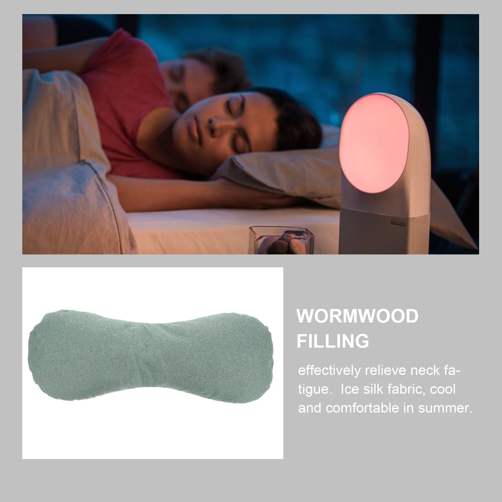 

Wormwood Filled Neck Roll Pillow Ergonomic Design Neck Support for Cervical Spine Pain Relief Summer Cooling Pillow Roll