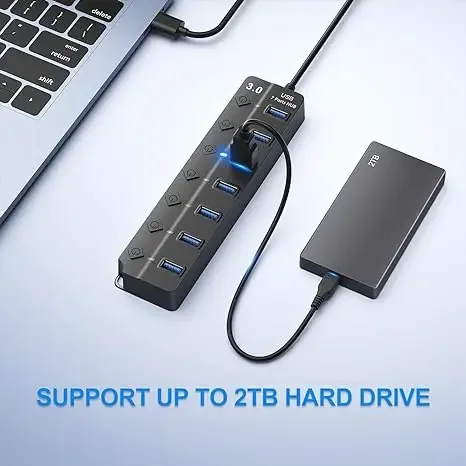 High Speed USB 3.0 To 4-7 Ports Splitter with Switch Control Usb Hub Extender For PC Laptop Accessories