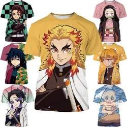 Letnia Anime pogromczyni demonów Kimetsu no Yaiba Kamado Nezuko Kochou Shinobu Cosplay modna koszulka z nadrukiem 3D kreskówka z krótkim rękawem