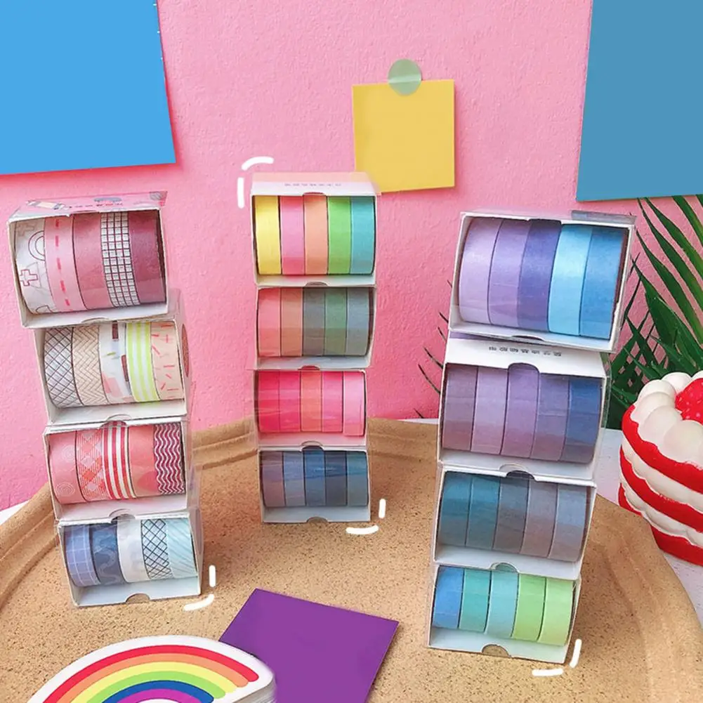Exquisite 5 Rolls Beautiful Macaron Hand Account Sticker Tape Creative Decal Decorative   for Book