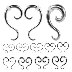1PC Stainless Steel S Shape Spiral Ear Weights Hangers For Stretched Ears Gauges Ear Plugs Tunnels Body Piercing Jewelry