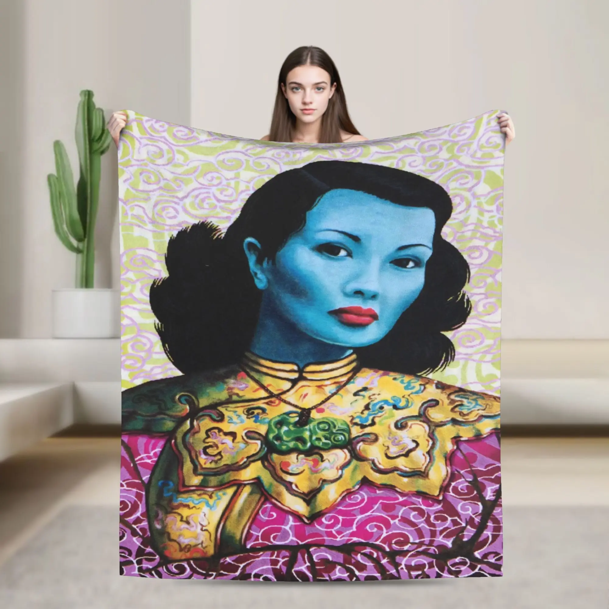 Miss Wong Vladimir Tretchikoff  Blanket Ultra-Soft Flannel Healing Present  Throw Blankets Rug Piece
