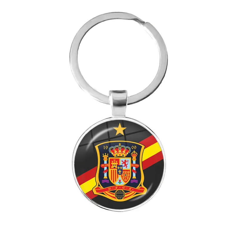 The Kingdom of Spain National Police Glass Cabochon Metal Pendant Classic Men Women Key Chain Key Ring Accessories Jewelry