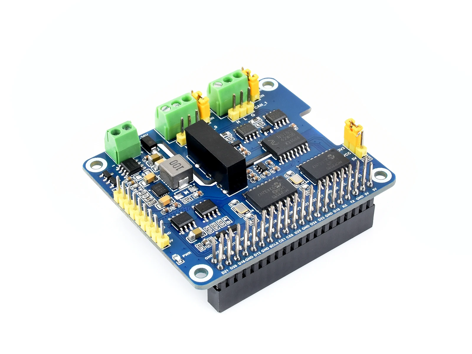 Waveshare 2-Channel Isolated CAN Bus Expansion HAT For Raspberry Pi, Dual Chips Solution, Stackable For Expanding CAN Channels