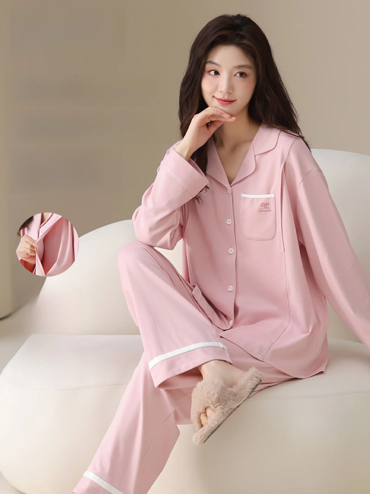 ropa-de-dormir-de-maternidad-de-algodon-puro-estilo-femenino-conjunto-de-lactancia-posparto-ropa-de-casa-para-otono-e-invierno-corte-holgado-estilo-casual