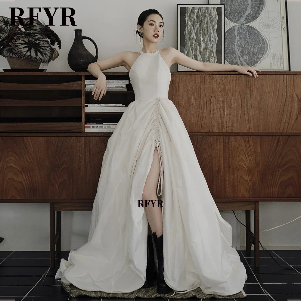 

RFYR Halter Evening Dresses Elegant Prom Dress for Women A Line Party Dress with Slit Party Dress Customized