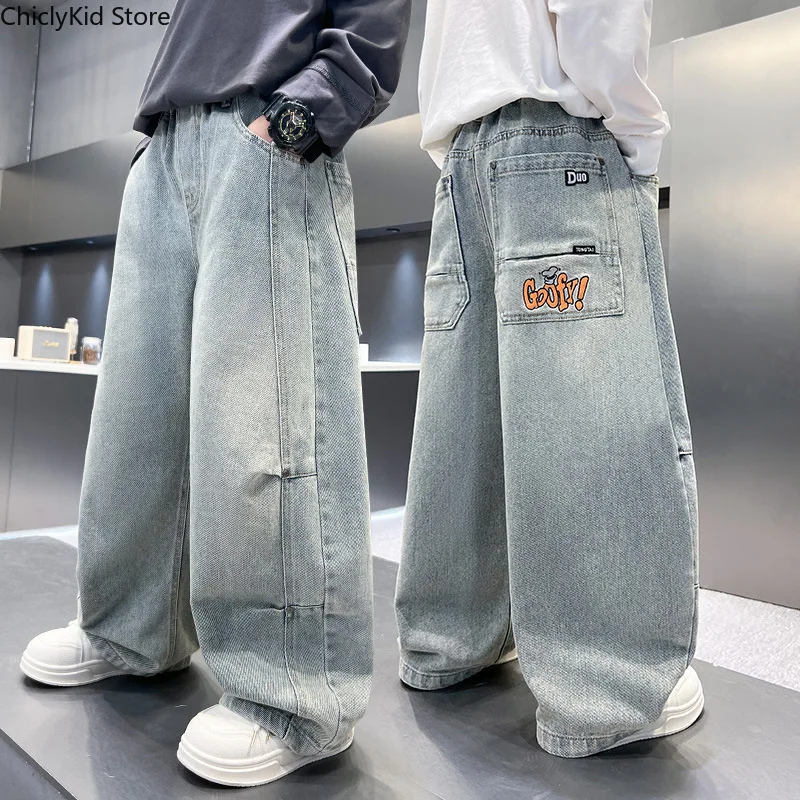 

Джинсы для мальчиков: повседневные, модные, весенние, свободные брюки для подростков, удобная одежда, уличный стиль