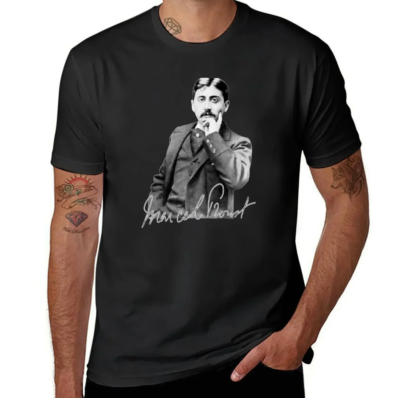 

Marcel Proust -french writer signature T-Shirt man t shirt new edition quick drying mens cotton t shirts