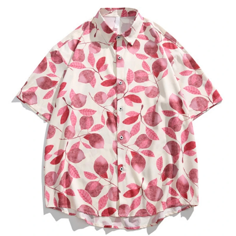 

New Men's Shirt 3d Beach Flower Print Hawaiian Shirts For Men Fashion Casual Tops Loose Oversized Short Sleeve Shirt Harajuku