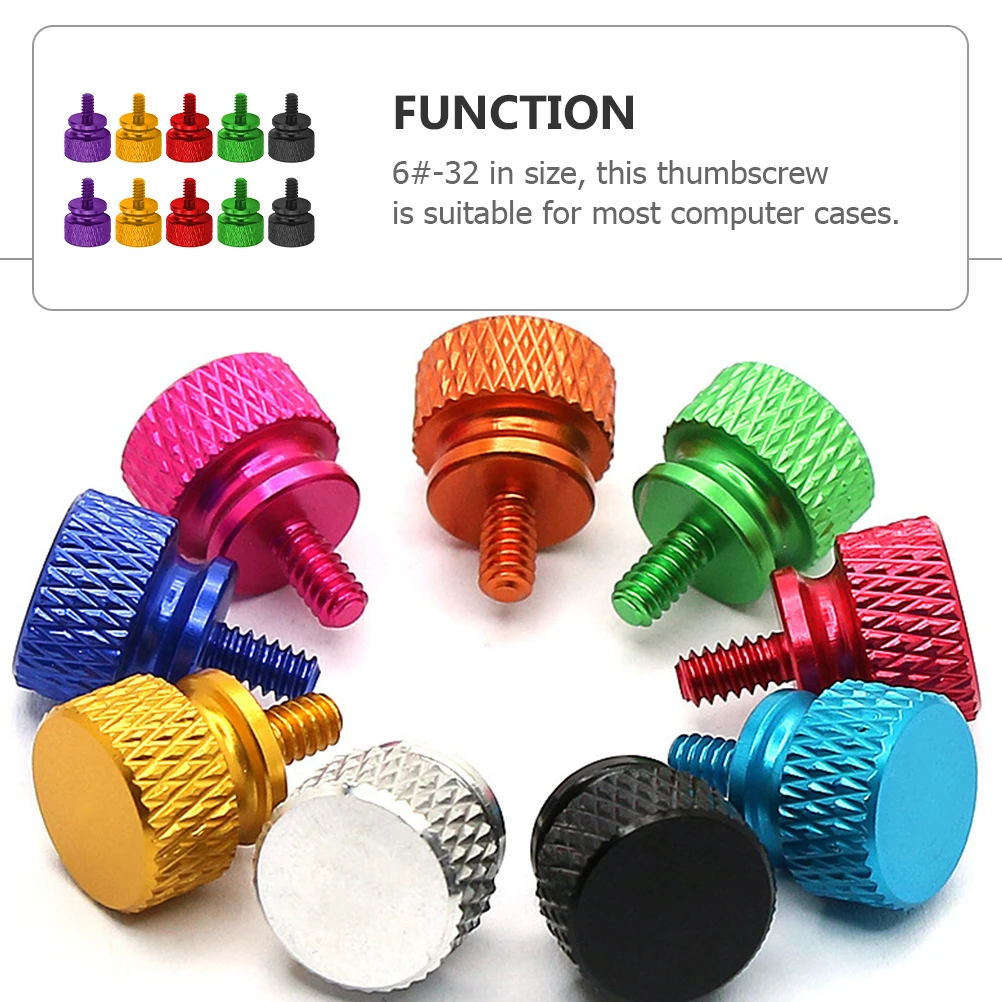 

10pcs Colorful Thumb Replacement For Computer Chassis Pci Slot Motherboard Knurled Alloy 6#-32 Easy Install No Tools Light Hard