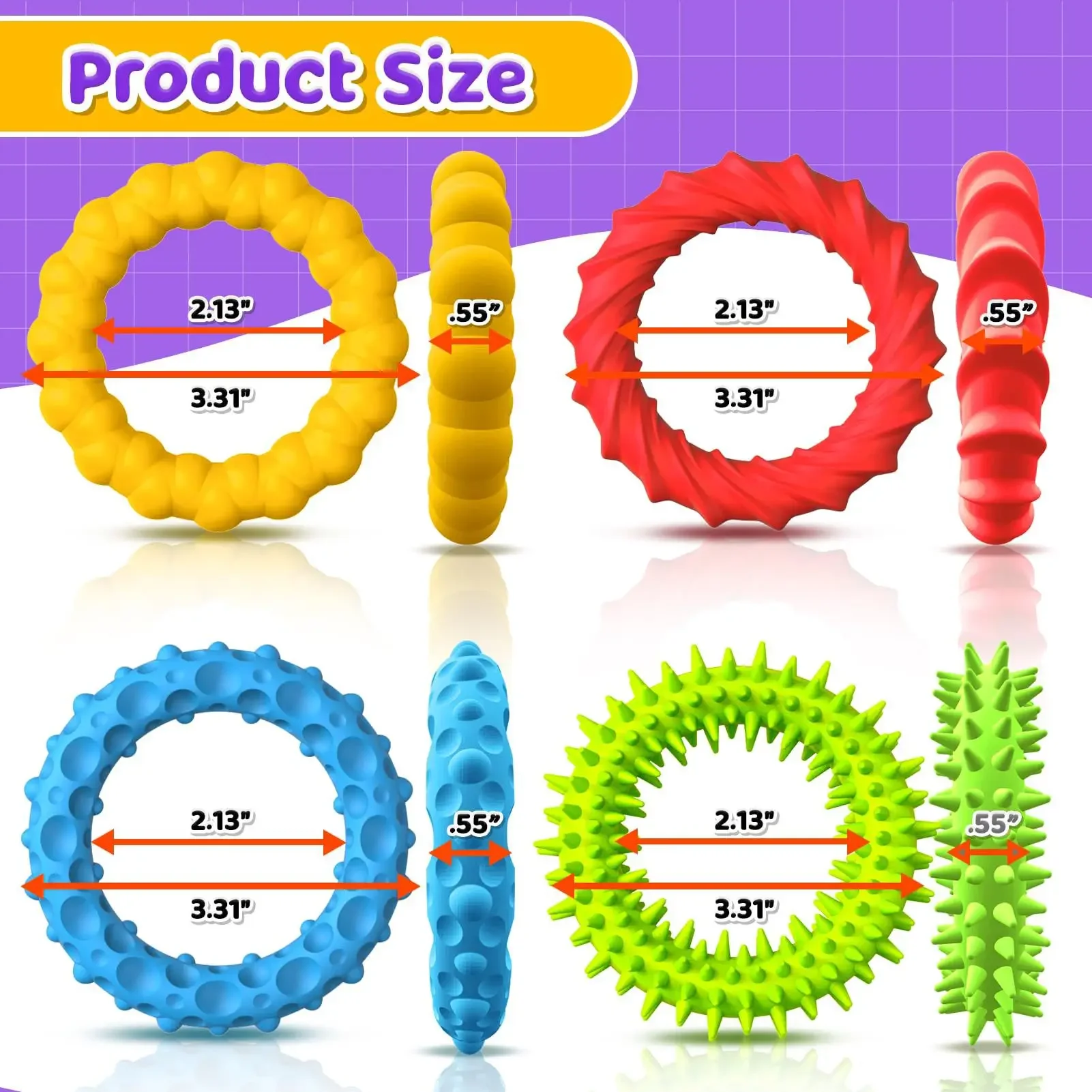 4 pièces adultes Pack autisme Bracelet sensoriel sensoriel Fidget jouets pour enfants pour des besoins spéciaux Bracelets extensibles autistes nouveau