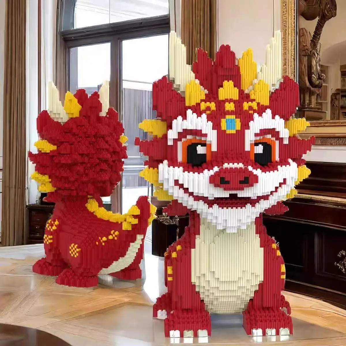 New Dragon Building Blocks Assembly Toy DIY Small Particle Puzzle Ornaments 3D Desktop Decoration Boys Girls Birthday Gift