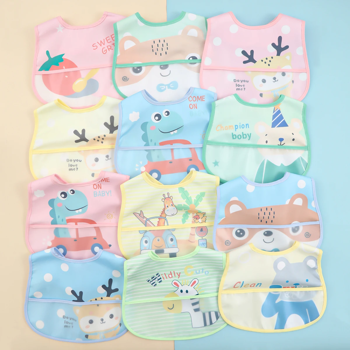 Random Mixed 3pcs Feeding Baby Bibs Waterproof No Sleeved Bibs for Baby Bib Saliva Boy Burp Cloths Newborn Slabbetjes Things