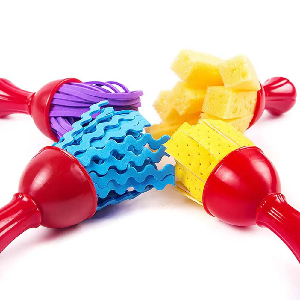 

8Pcs Drawing Sponge Brushes Handle Dirt- Painting Set Watercolor DIY Creative Art Supplies Drawing Sponge Brush