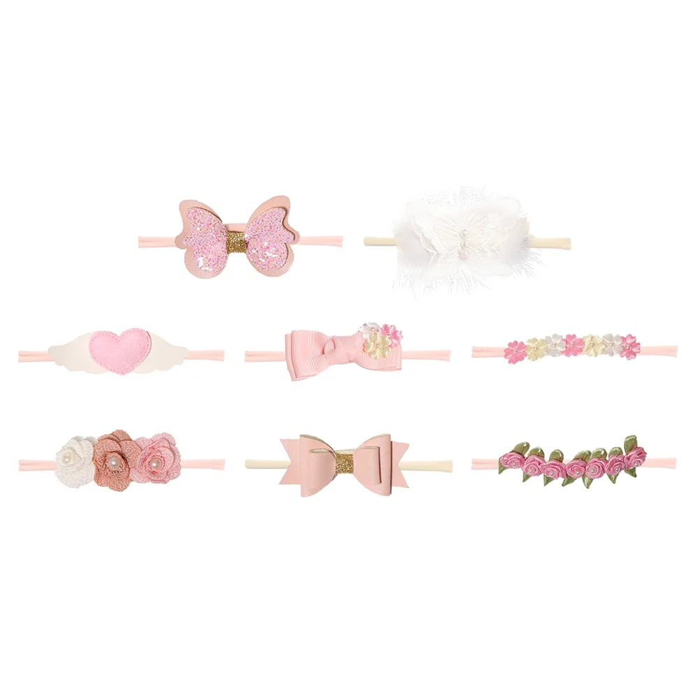 8 Pcs Children's Headband Lovely Bow Baby Flower Hairband Autumn Winter Ornaments Infant Combed Cotton Headbands