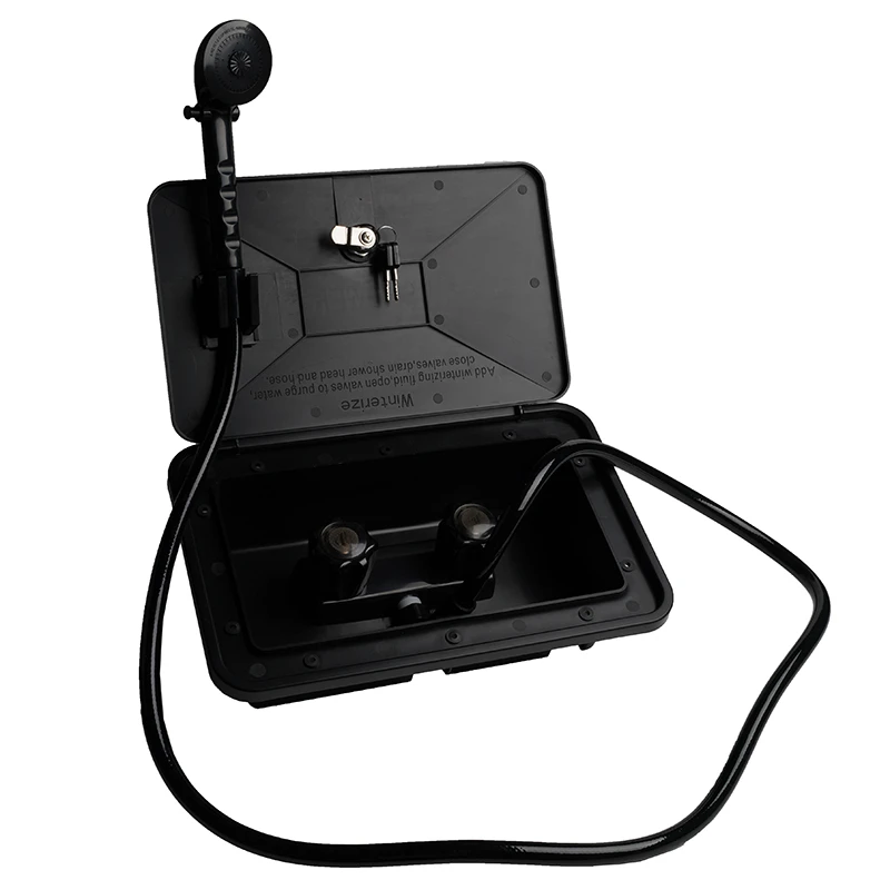 Newmao black RV external shower box made of Anti-UV PP material With lock and keys