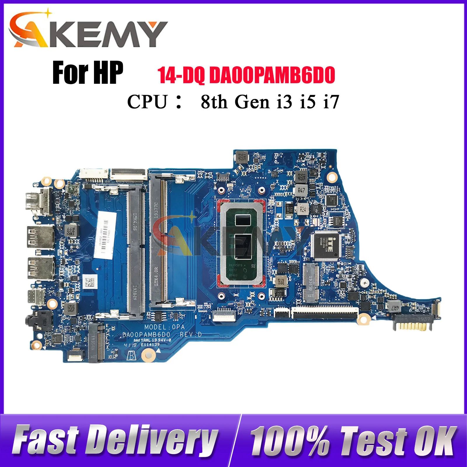 DA00PAMB6D0 para la placa base del ordenador portátil HP 14s-dq0000TU 14-DQ con CPU 5405U i3 i5 i7 L64909-601 L61955-601 100% completamente probado