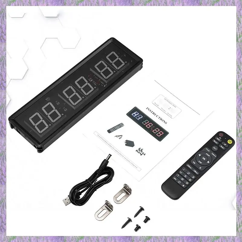 

A63K-3X Gym Timer,LED Interval Timer Digital Countdown Wall Clock Fitness Timer,1.5Inch Digits Down/Up Clock Stopwatch