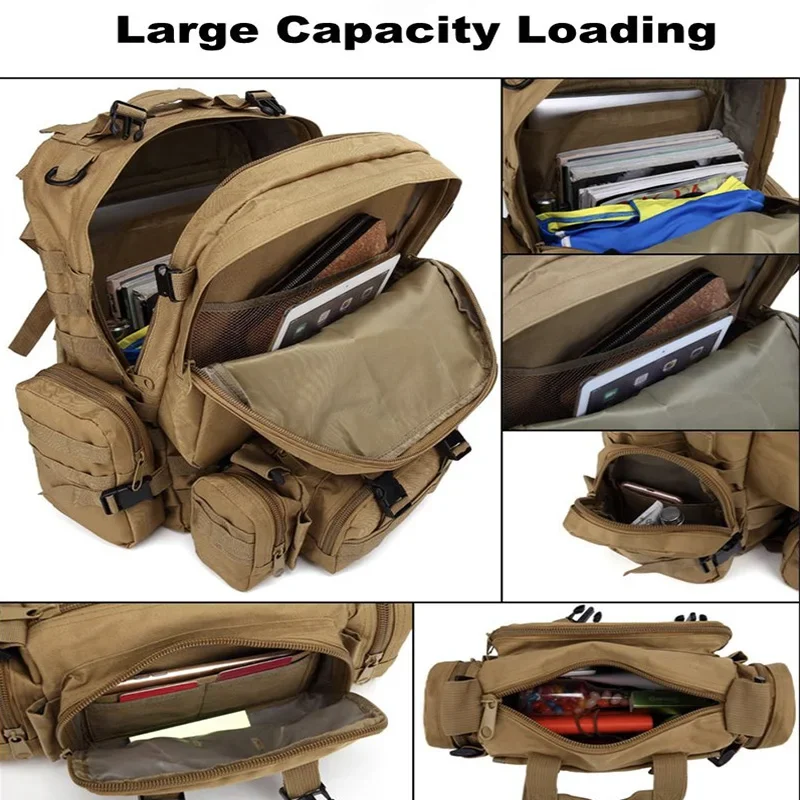 Hot Sell Military Tactical Army Backpack Unisex Four In One Combination Pack Outdoor Hiking Cycling Camping Hunting Accessories