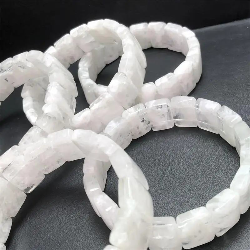 16x12MM Natural Snowflake Garden Quartz Bangle Energy Gemstone Women Stretch Jewelry Healing Birthday Present 1PCS