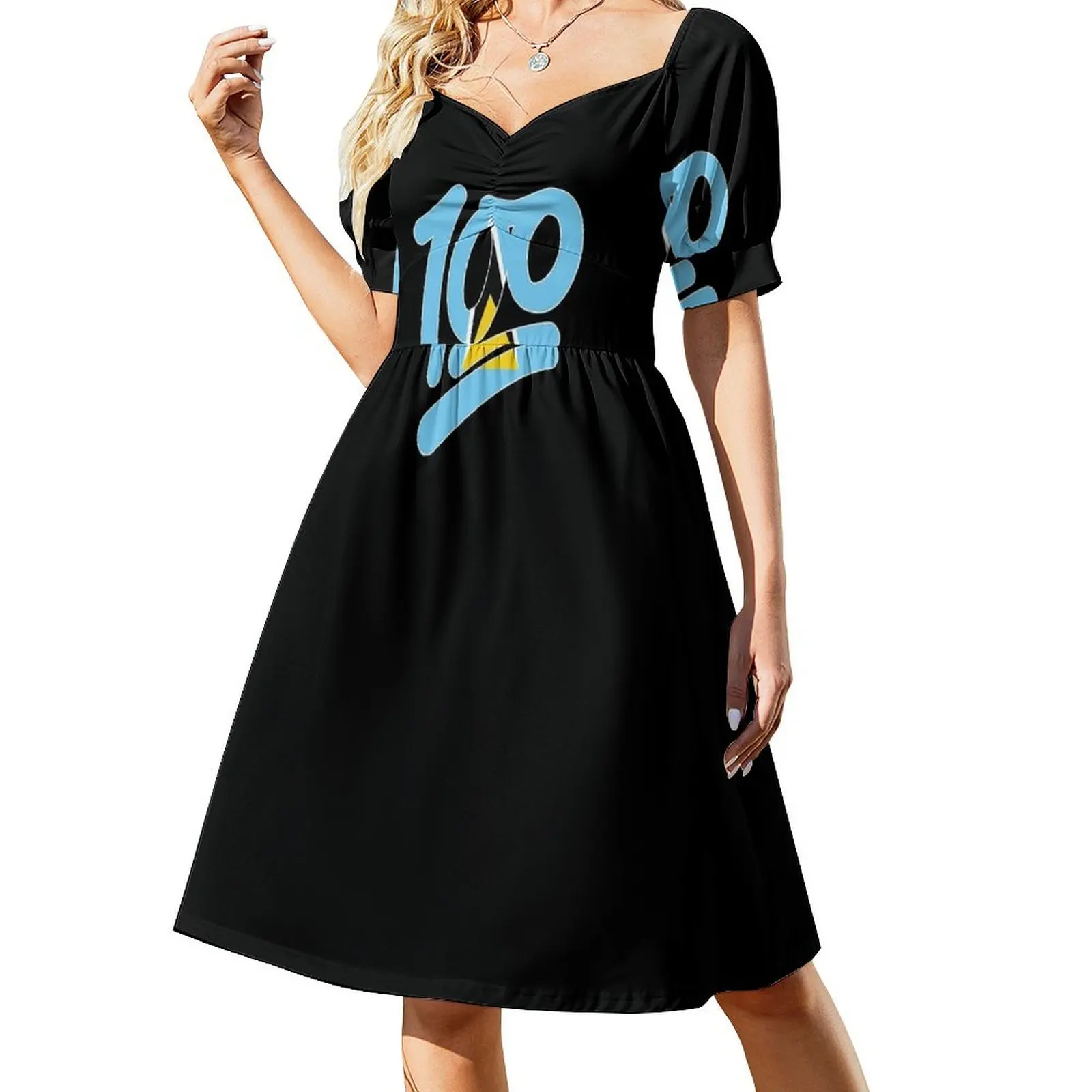 

St Lucia flag 100 emoji Short-Sleeved Dress Long dress women's luxury party dress Party dresses