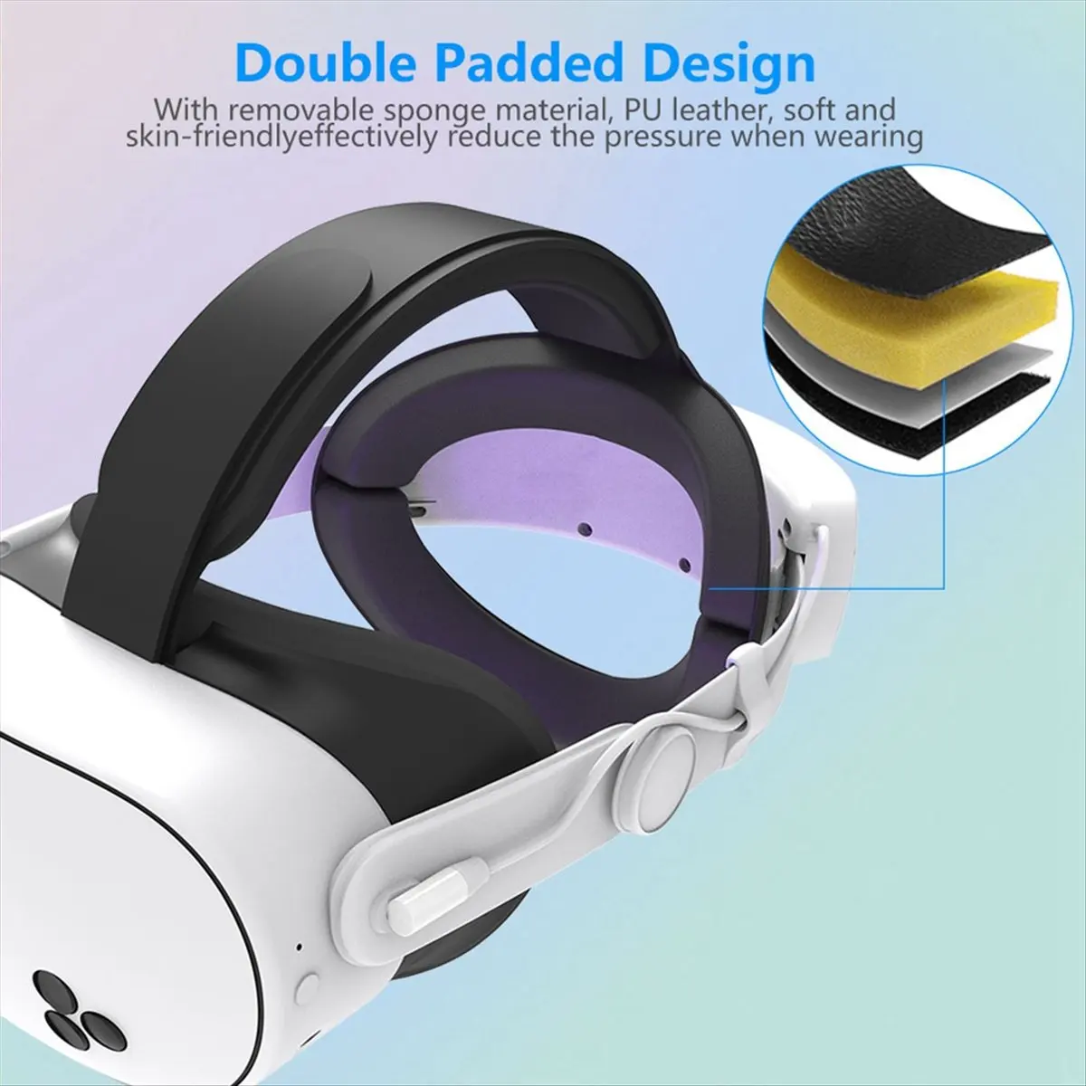 VR Head Strap for Meta Quest 3S with Rechargeable Battery 12000mAh Ergonomic Design Adjustable Strap for Quest 3S