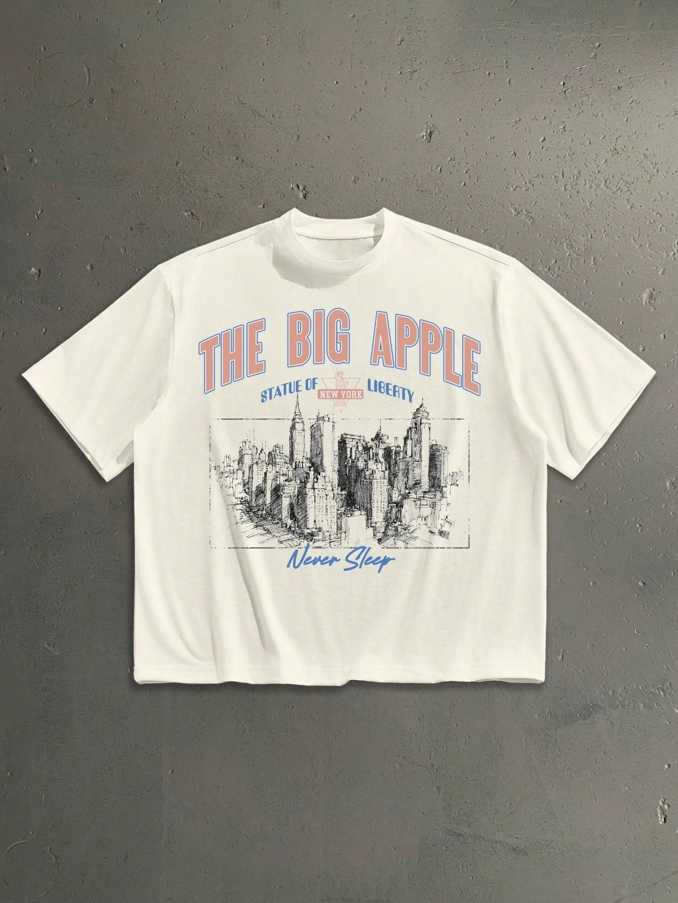 2026 New Parent‑Child Matching T‑Shirt The Big Apple New York City Sketch Skyline Front Print Oversized Cotton Short Sleeve Tops
