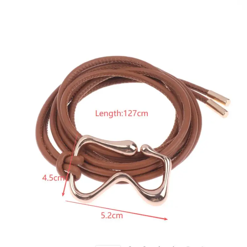 عادية بولي Leather جلد المرأة رقيقة حزام طويل الذهبي مشبك سلسلة حزام خصر حبل معقود معطف على شكل ثوب حزام الخصر