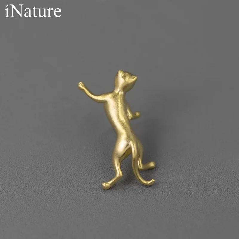 

INATURE 925 Sterling Silver Climbing Cat Brooches For Women Cute Animal Pins Fashion Jewelry Accessories