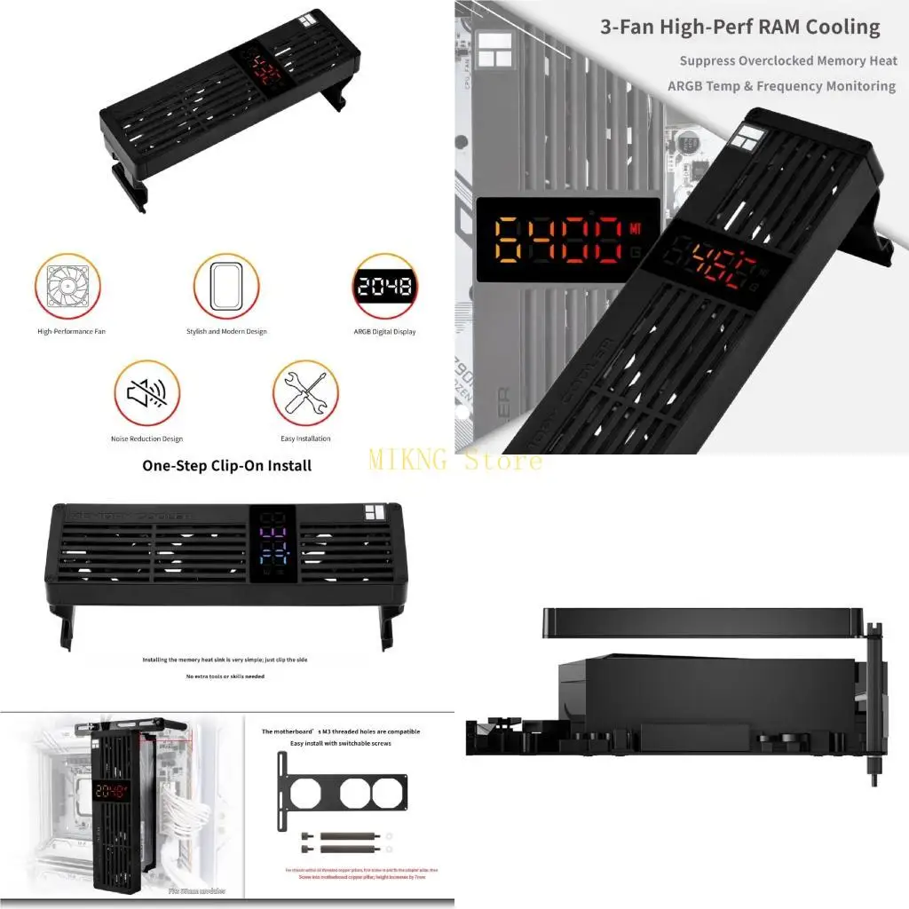PWM Controlled Memory Coolers With Digital Screen For DDR2 DDR3 DDR4 DDR5 Best Sale