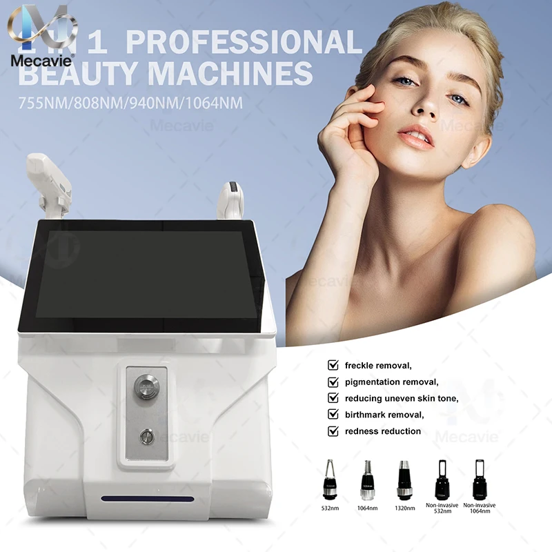 2in1 4000w Diode Laser 755 808 1064nm 4 Wavelengths ND:YAG Pico Q Switch Machine Painless Hair Removal Machine Skin Care