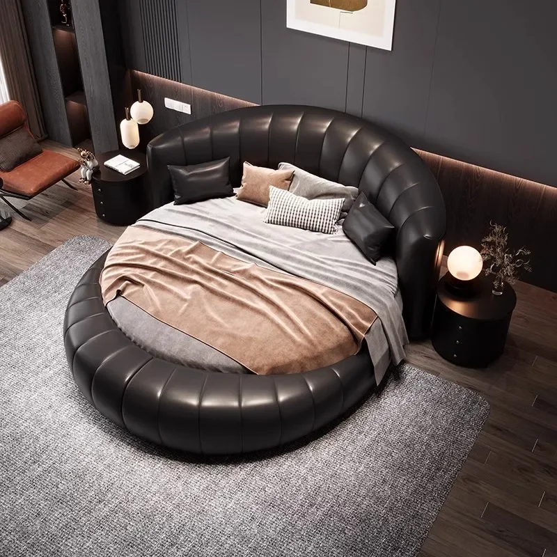 Materac do łóżka King Size z luksusowej skóry, nowoczesny design, łóżko dla dorosłych, łóżko loftowe, okrągłe łóżko, łóżko pojedyncze, łóżko queen size, Camas De Dormitorio, meble do sypialni