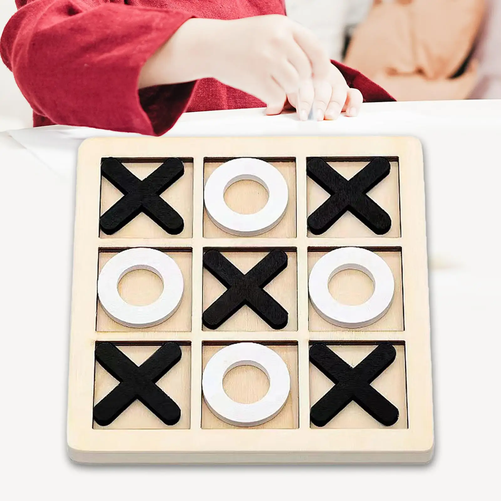 Wood Tic TAC Toe Game Set XO Chess Board Game Leisure Intelligent Brain Teaser