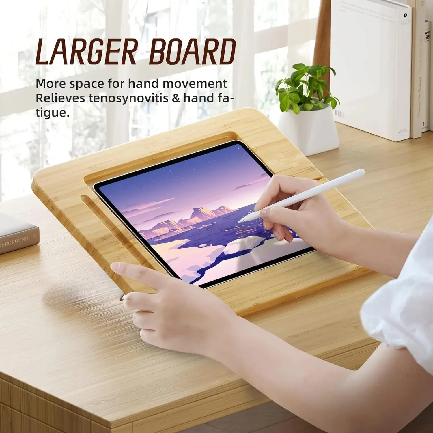Wooden IPad Drawing Stand Tablet Stand - Adjustable 5 Angles for Laptop Book Reading Stand Compatible with IPad Case Version