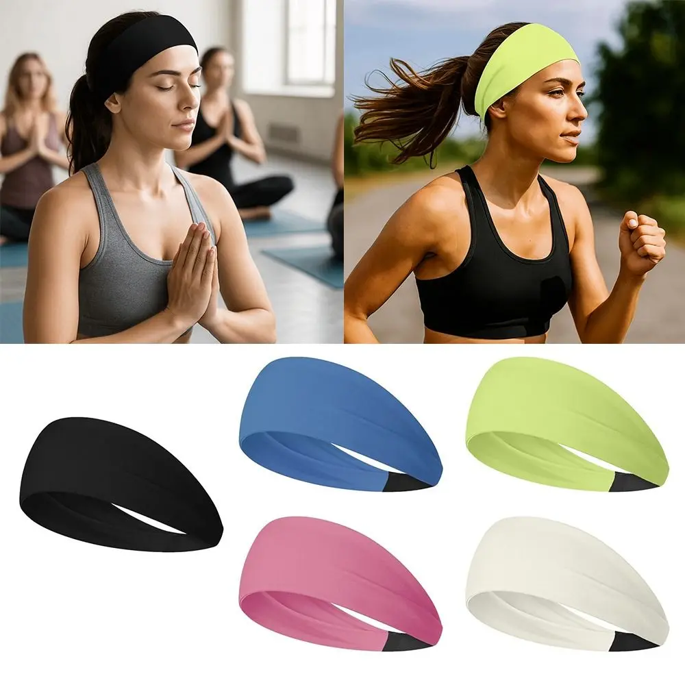 

Новая нескользящая спортивная повязка на голову, впитывающая пот, однотонная повязка для волос для фитнеса, эластичная повязка для волос для йоги, фитнеса, езды на велосипеде