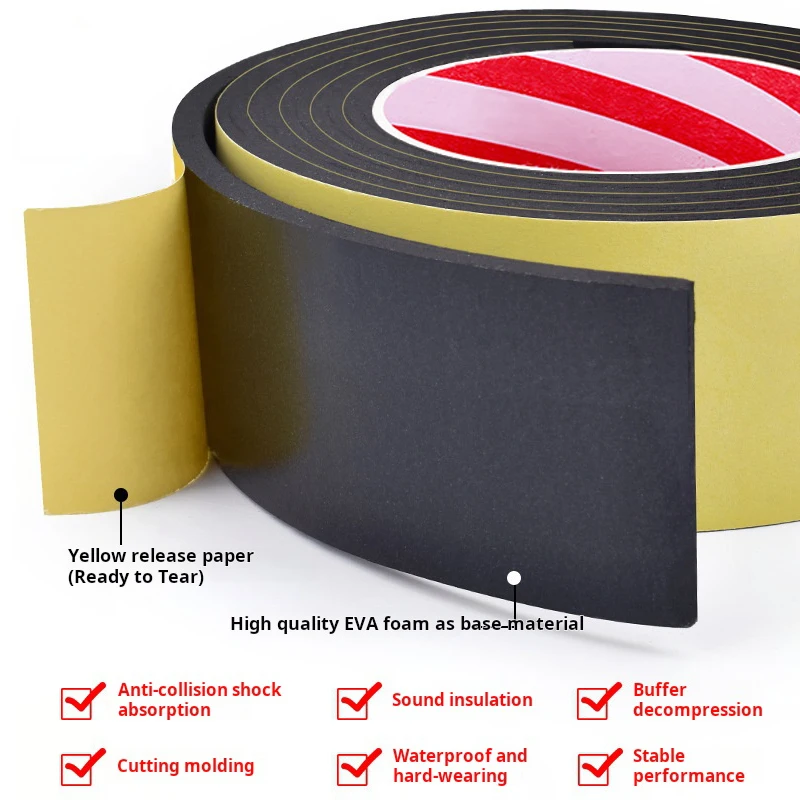 1-3mm Thickness Sponge EVA Adhesive Tape Single Side Foam Anti-Collision Seal Strip width 5/10/15/20/25/30/35/40/50/60/80/100mm