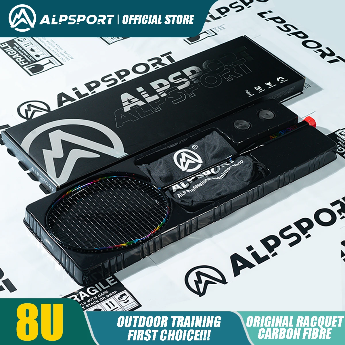 ALP BBQ 2.0 8U Rakieta do badmintona 65g ultralekka importowana rakieta z włókna węglowego G5 T800 Profesjonalna rakieta do badmintona