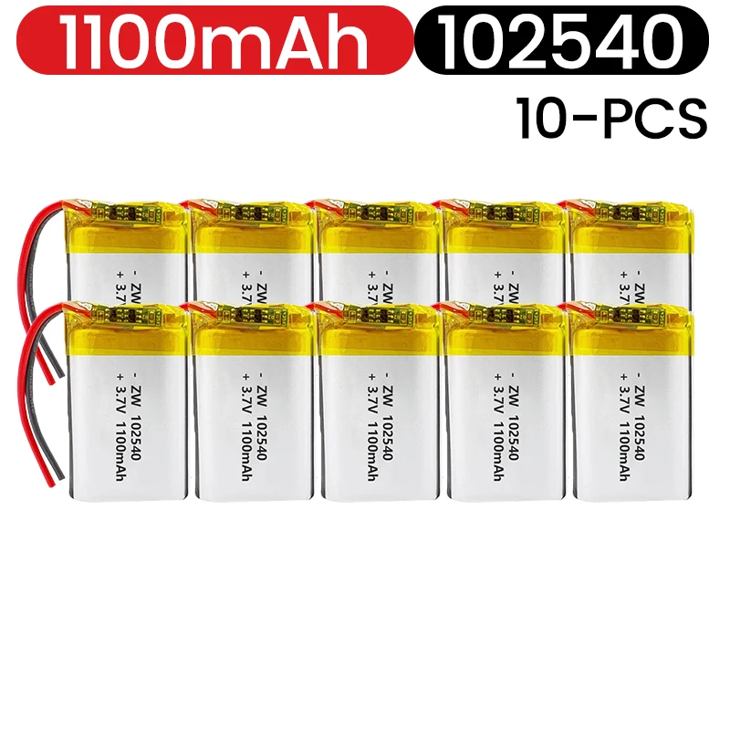 3.7V 102540 Lithium Battery 1100mAh Polymer Batteries+PCB Protection Board for Gps Locator Mp3/Mp4 Equipment Rechargeable Cell