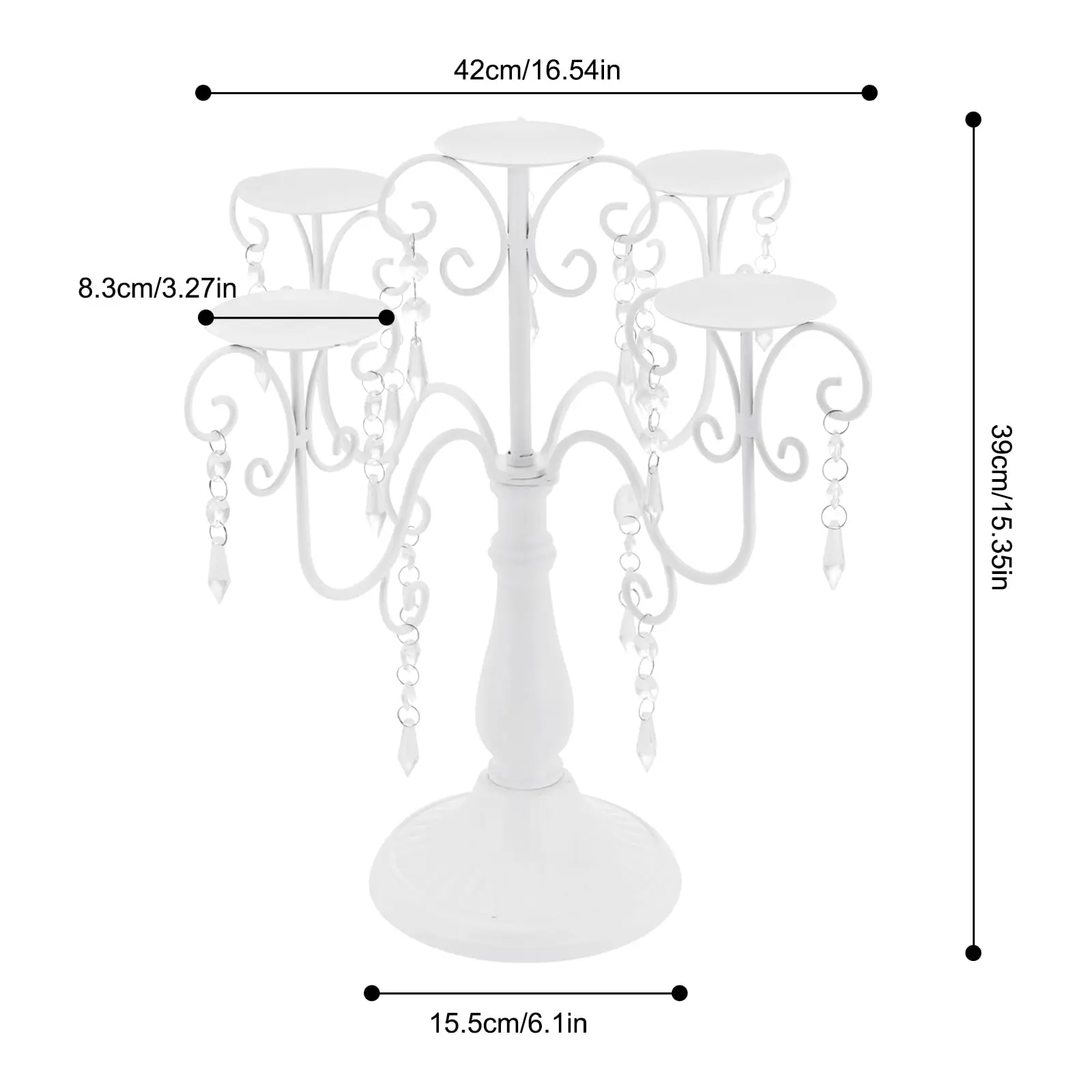 2  yra Jl Белый/Золотой Канделябр Подсвечник с 5 рычагами 15,35 дюймов Рождественская свеча Канделябр Центральная часть Декоративные подсвечники для W