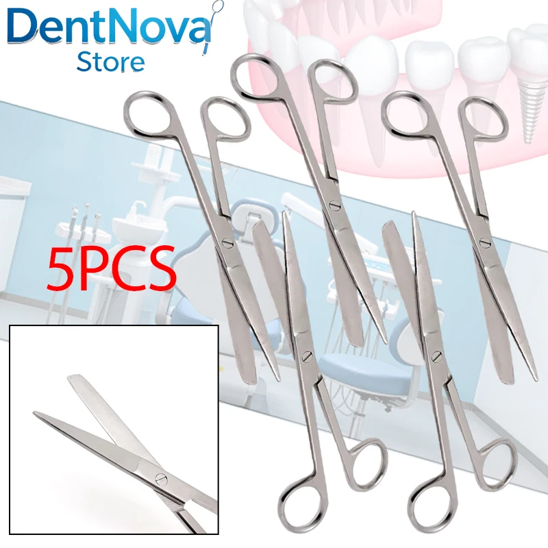 

5pcs Micro Scissors Straight Spencer 14cm Suture Removal Dissecting Stainless Steel Surgical Instrument for Dental Surgery