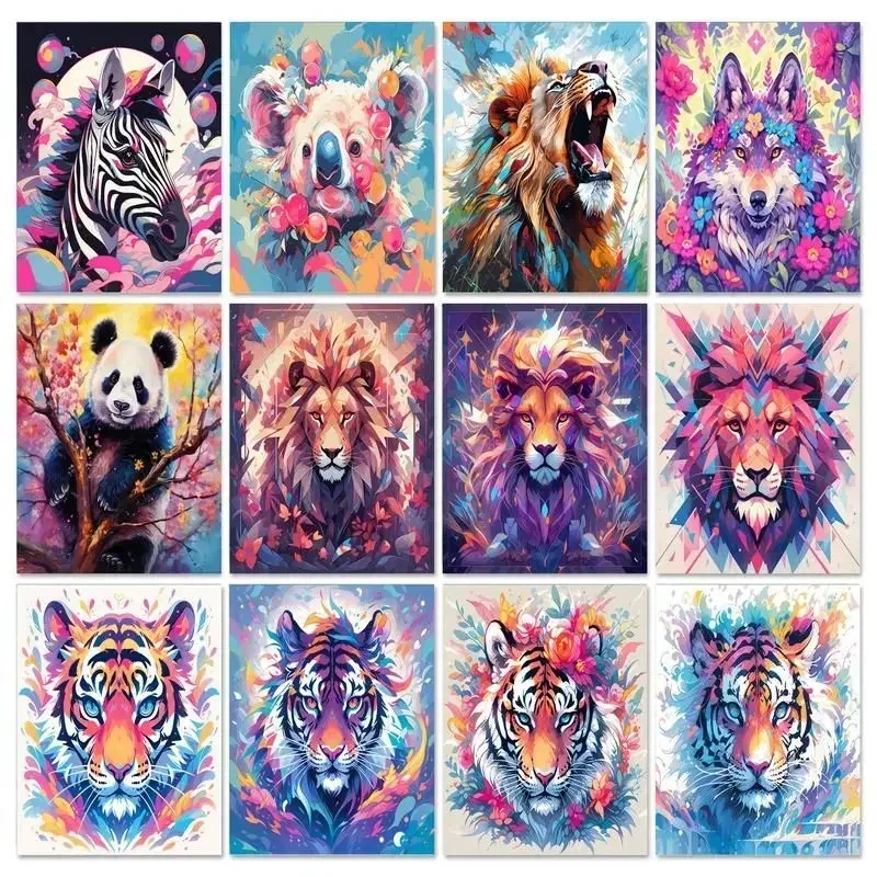 

734557 Color Lion Tiger Diy Painting Number Animal Oil Paint By Numbers Canvas Painting By Numbers for Kids Adults Art Paint